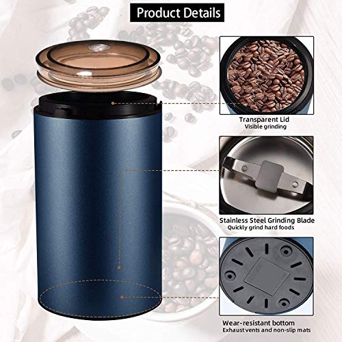 Mogzank Kaffee MüHle und GewüRz MüHle mit Rostfreier Stahl Klingen, Tragbare Elektrische Kaffee MüHle für Getreide – Bild 7