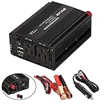 DEFLAM Power Inverter 400W DC 12V to AC 110V Car Inverter with Dual USB Charging Ports 4.8A + Dual AC Outlets Car Charger w/ Cigarette Lighter Cable&Battery Clamps Clips for Laptop iPhone iPad
