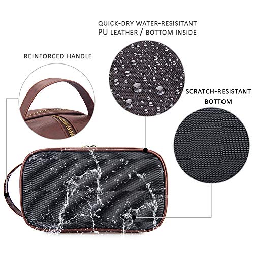 Semary Leather Toiletry Mens Bag Shaving Case Bags with Lots Pockets Plenty Space Large Compartments Durable Design Travel Pouch Dopp Kit for Men Women - Brown 3 Semary Leather Toiletry Mens Bag Shaving Case Bags with Lots Pockets Plenty Space Large Compartments Durable Design Travel Pouch Dopp Kit for Men Women - Brown