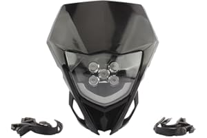 PowerMotor Dirt Bike Headlight,LED Headlights Kit For WR250F WR450F YZ125 YZ450F TTR 2015-2018 Most Dirt Pit Enduro Bike Motorcycle Headlamp Frontlight-Black