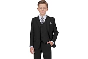 LOPEN STU Boys Formal Suit Set Kids Tuxedo Suits for Boys Easter Wedding Outfit with Ties and Pocket Square