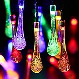 Solar String Lights,30 LED Christmas lights water drop, waterproof solar powered