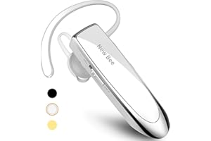New bee Bluetooth Earpiece V5.0 Wireless Handsfree Headset 24 Hrs Driving Headset 60 Days Standby Time with Noise Cancelling Mic Headsetcase for iPhone Android Laptop Truck Driver, White