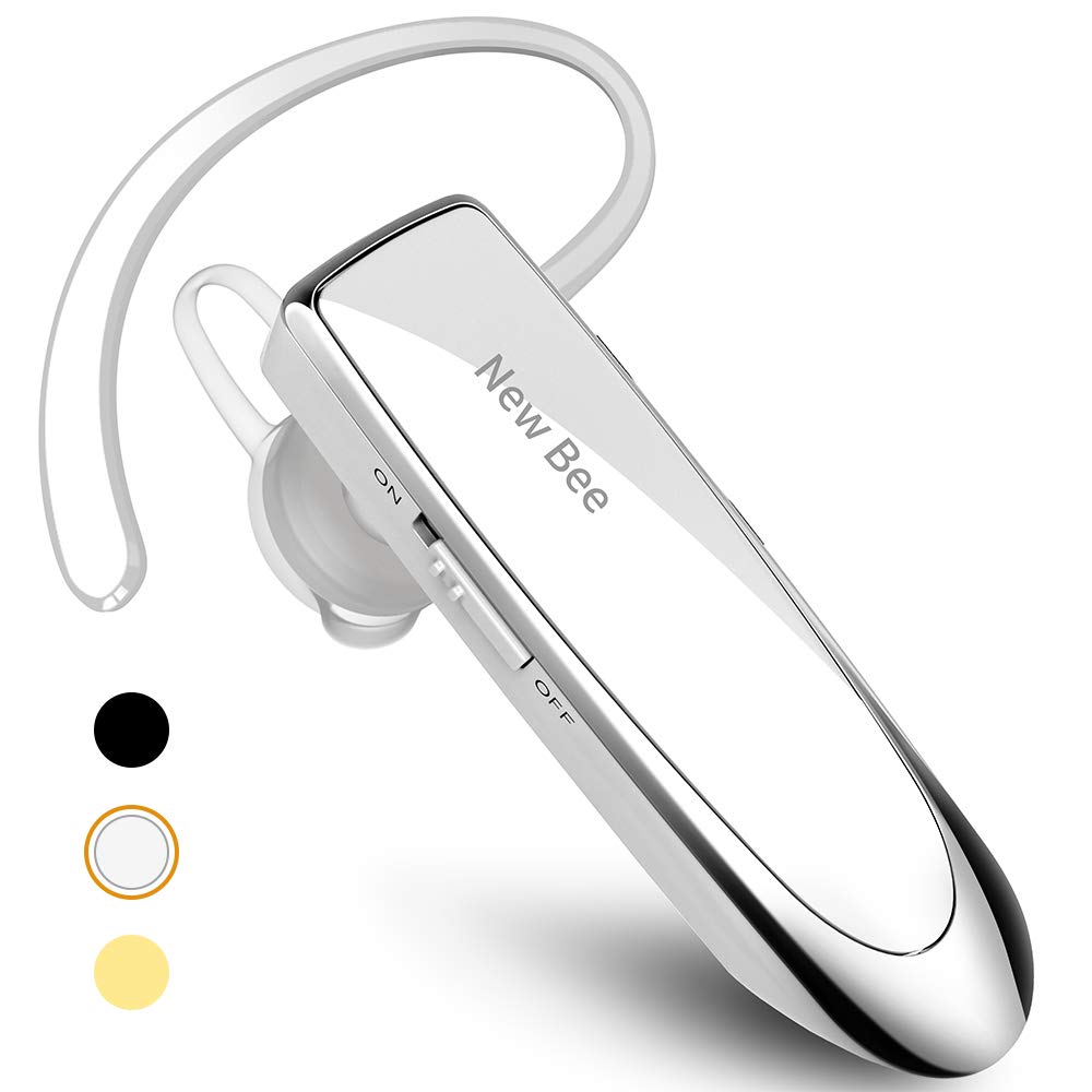 Photo 1 of New bee Bluetooth Earpiece V5.0 Wireless Handsfree Headset with Microphone 24 Hrs Driving Headset 60 Days Standby Time for iPhone Android Samsung Laptop Trucker Driver (White)