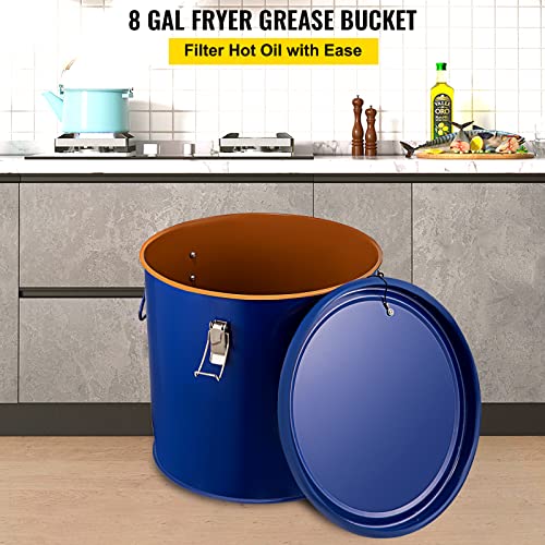 VEVOR Fryer Grease Bucket 8 Gal Oil Disposal Caddy Steel Fryer Oil