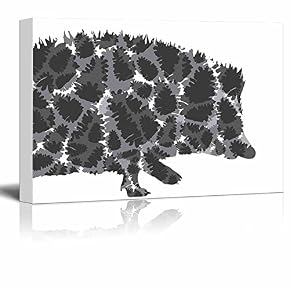 Pins and Needles Hedgehog and Pinecones Silhouette Black...