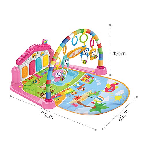 WYSWYG Baby Gym Jungle Musical Play Mats for Floor, Kick and Play Piano Gym Activity Center with Music, Lights, and Sounds Toys for Infants and Toddlers Aged 0 to 6 12Months Old (Pink)