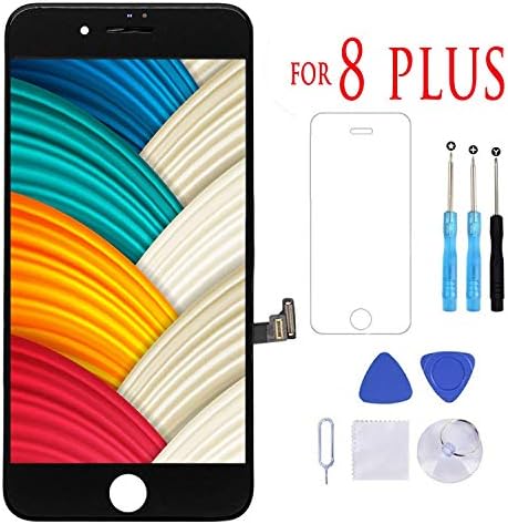 CJDM Compatible with iPhone 8 Plus Screen Replacement Black Display Touch Screen LCD Digitizer Assembly with Repair Tools Kit Screen Protector