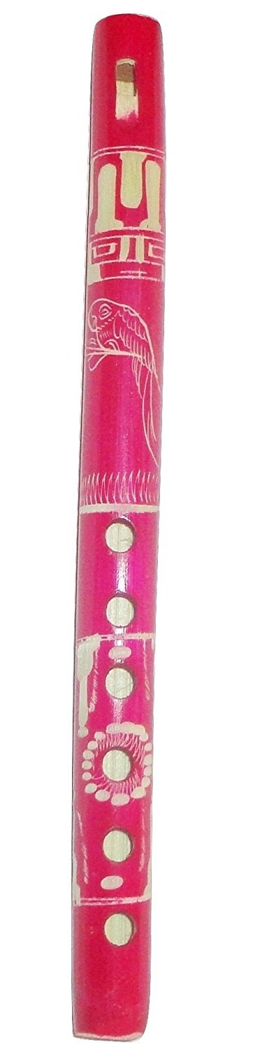 Wood Carved Multicolored Flute Peru Quena Andes Artisan Made 9" Fair Trade Sanyork (TM)