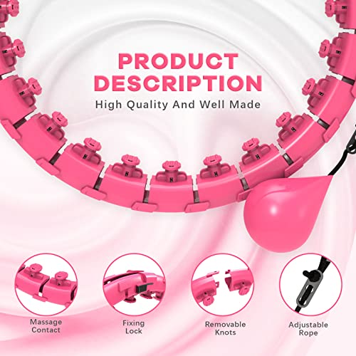 Gurzita Infinity Hoop for Adults Weight Loss,Weighted Fit Hoops for Exercise,24 Knots Detachable Fitness Hoop