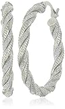 Sterling Silver Glitter and Patterned Swirl Hoop Earrings (30mm)