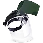 Sellstrom DP4 Anti-Fog Clear Tint Face Shield &amp; Flip-Up IR Visor ANSI Z87.1 | High Impact Face Mask &amp; Shade 5IR Flip-Up Visor for Machinery, Grinding, Oxy/Acetylene Welding, Brazing, Plasma/Flame Cutting