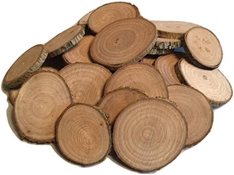 WOOD SLICES (25pcs) 1.5in to 2in Diameter, Wood Discs for Centerpieces, Crafts, and Decor. Made in USA by Crossroad Sales