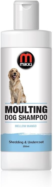 MikkiMoulting Dog Shampoo, Low Foaming Formula, Easy Rinse, Enriched with Pro-Vitamin B5, 250 ml, Mellow Mango Fragrance