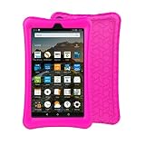 BMOUO Silicone Case for All-New Amazon Fire 7 Tablet (7th and 9th Generation, 2017 and 2019) - Light Weight Shockproof Soft Silicone Kids Friendly Case for Fire 7 2019/2017, Rose