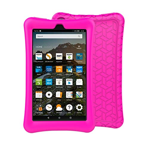 BMOUO Silicone Case for All-New Amazon Fire 7 Tablet (7th and 9th Generation, 2017 and 2019) - Light Weight Shockproof Soft Silicone Kids Friendly Case for Fire 7 2019/2017, Rose