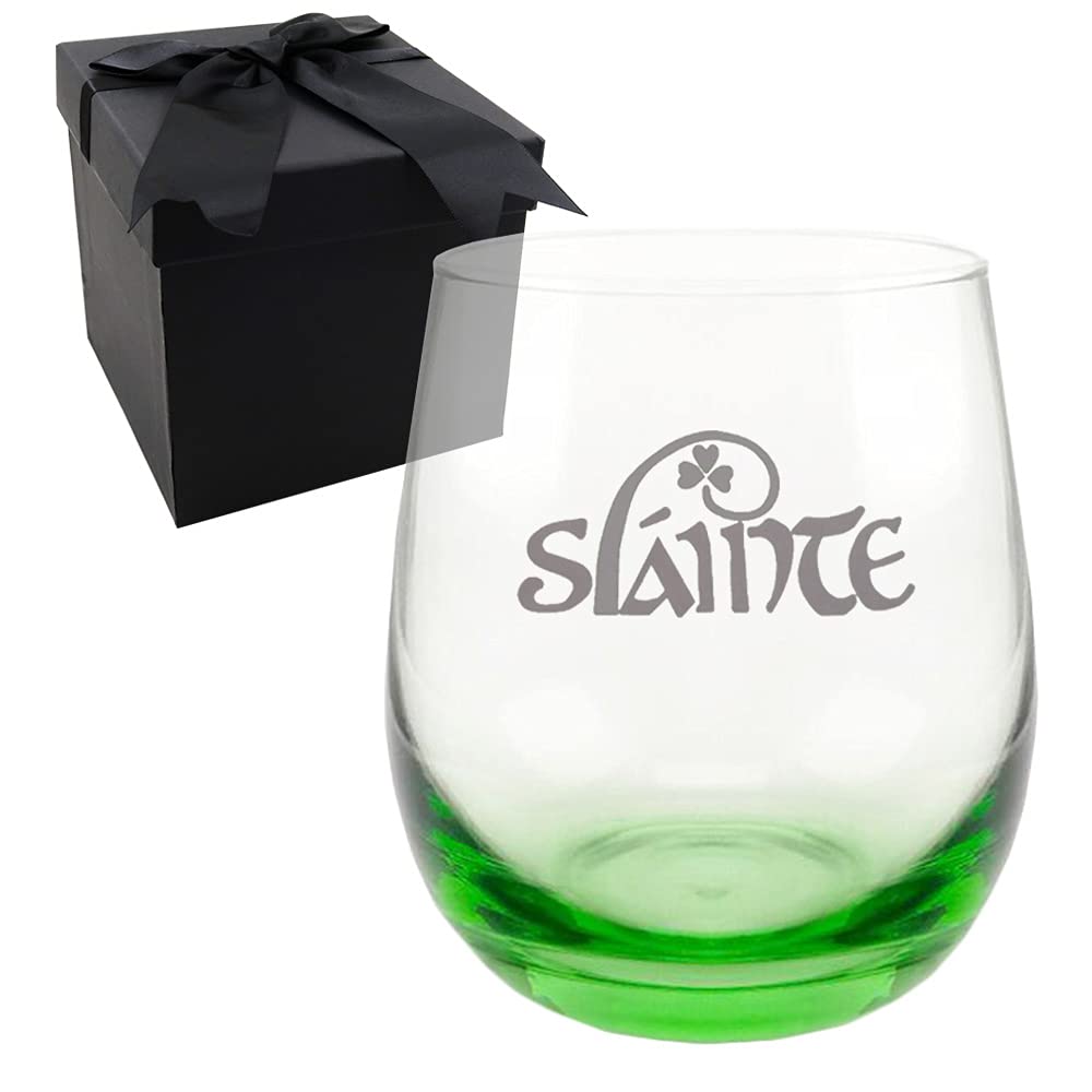 Osci-Fly Valentines Day Gifts for Irish, Slainte Sign Irish Cheers Handmade Etched Whisky Glass Irish Gifts for Women Men