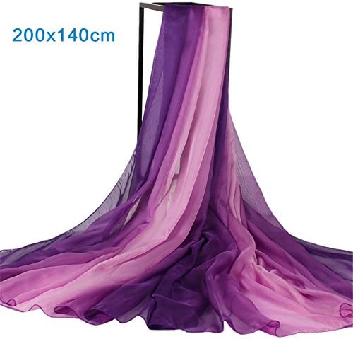 Kissria Women's 100% Polyester Scarf Large oversize Chiffon Silk Feeling Shawl Graphic Painted Shawl Wraps Beach Swimsuit Bikini Cover Up Plus Size 7855 Inches (Purple)