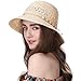 Womens 100% Raffia Straw Crochet Hat Foldable UPF Summer Beach Sun Hats 56-58CM Beige