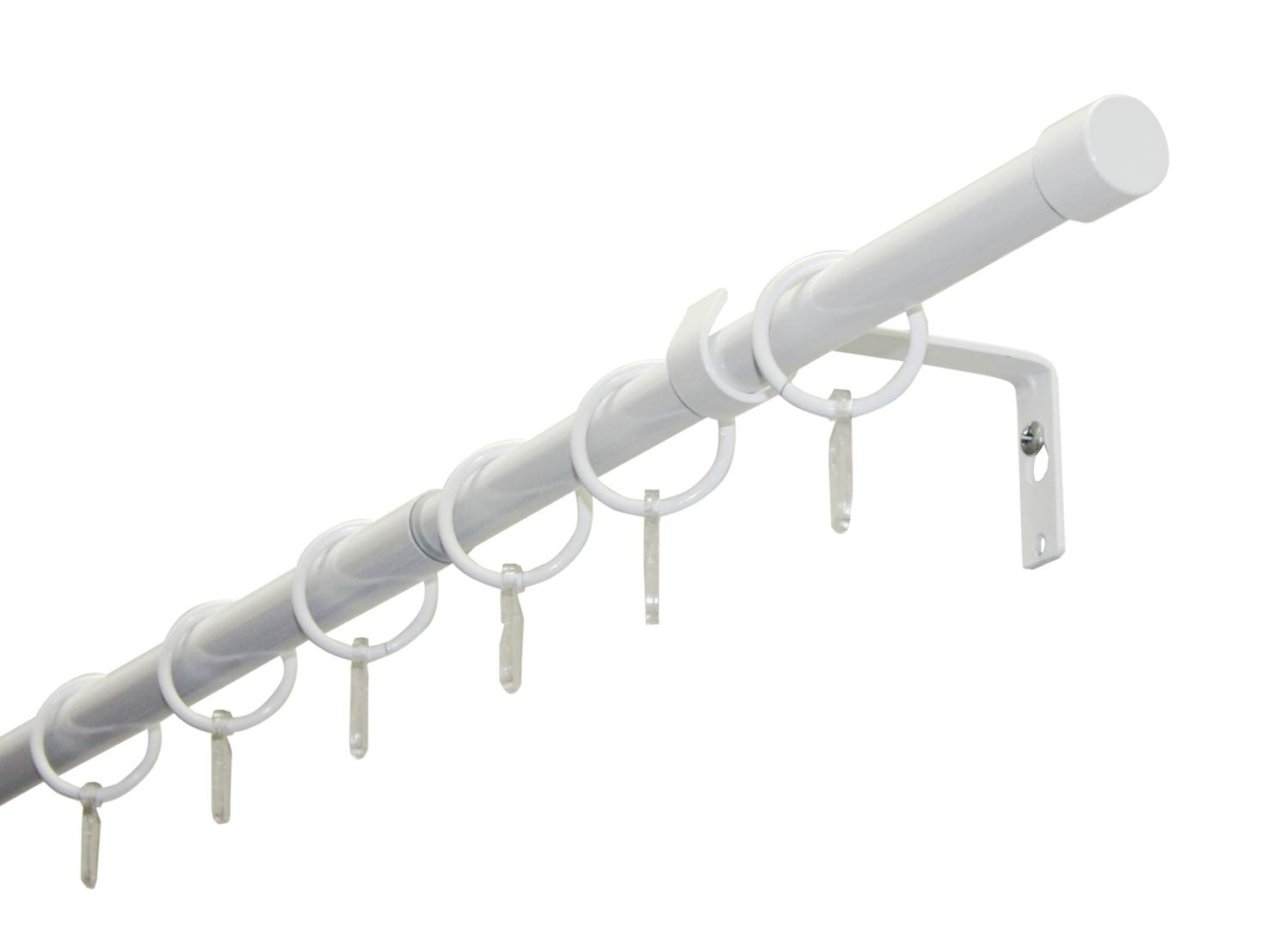 GARDINIA Curtain Pole Set Cap 1-Track Diameter 19/16 mm Curtain Rail Extendible on Both Sides 180-310 cm White