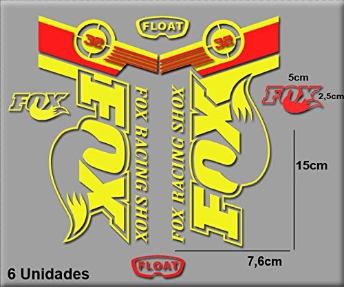 Ecoshirt 6E-AYTD-X1W3 Stickers Fox Flota 32 Bikes R141 Vinyl Adesivi Decal Sticker Sticker Sticker Sticker Sticker MTB Bike Yellow Red