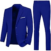 Lynerun Mens Slim Fit 2 Piece Suit Two Button Notched Lapel Solid Suit Jacket Pants Set Tuxedo for Prom