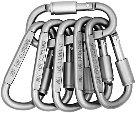 Utmury Aluminum Carabiner High Strength D-ring Locking Carabiner Key Chain Clip Hook for Outdoor Camping Hiking (Not for Climbing)-6pcs