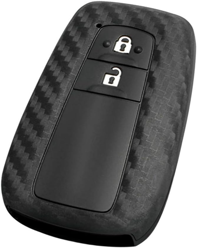 Happyit Carbon Fiber Pattern Soft Silicone Car Key Cases Cover for Toyota CHR C-HR Prius Prado 2 Buttons Keyless Remote Control - Image 4