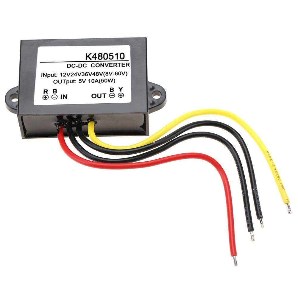 DC Converter Module, Akozon Power Down Transformer Converter DC-DC 12V/24V/36V/48V to 5V 10A Converter Step Down Power Supply Module