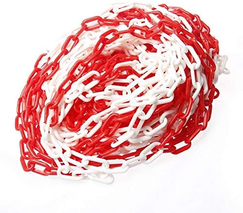 KATSU Plastic Chain Barrier 50m 6mm White Red Safety Crowd Control