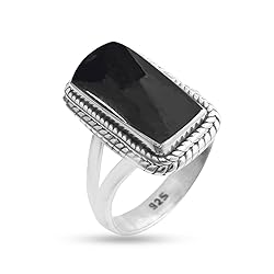925 Sterling Silver Ring For Womens Genuine Black