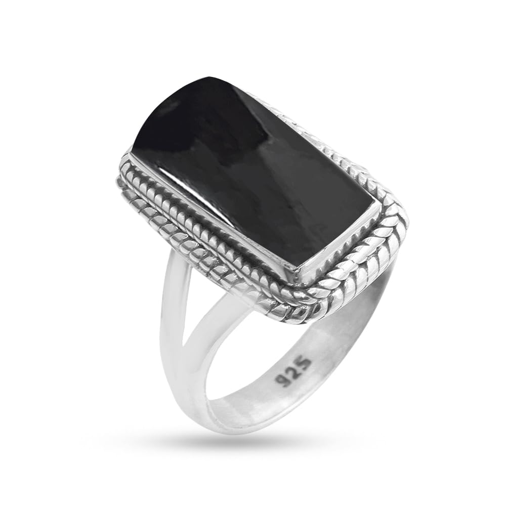 925 Sterling Silver Ring For Womens Genuine Black