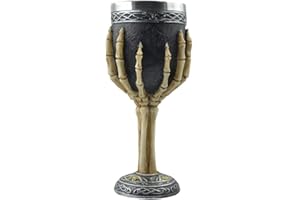 Horrible Resin Stainless Steel Skeletal Wine Goblet Skull Sacrifice Wine Chalice Cup Gothic Ossuary Halloween Chalice Cup for