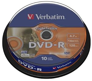 Verbatim 43643 16x DVD-R Lightscribe 4.7 GB (Spindle Pack of 10 ...