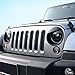 DIYTuning Updated Version Clip-in Angry Eyes Front Lights Trim Cover Headlight Bezels for Jeep Wrangler JK JKU Unlimited Rubicon Sahara Sport Exterior Accessories Parts 2007-2017
