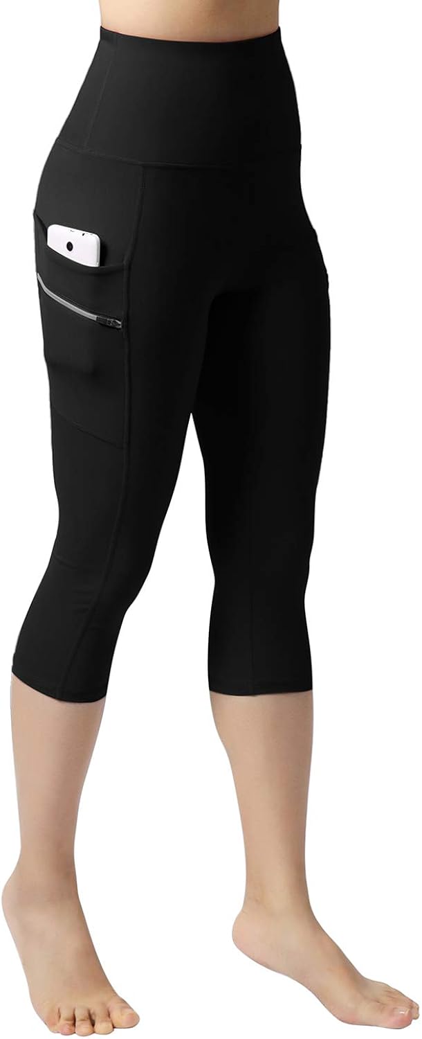 ODODOS Women's High Waisted 21" Inseam Dual Pockets Workout Capris, Yoga Running Gym Athletic Capris Leggings: Clothing