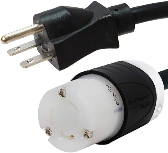 NEMA 615P to L630R Plug Adapter 6 Foot, 15A/250V 14 AWG