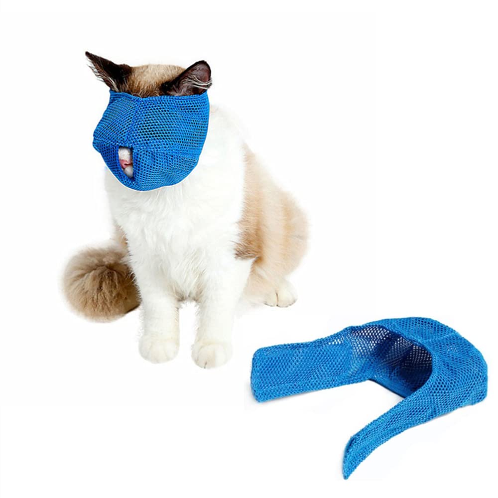 Cat Muzzle Breathable Kitten Mesh Muzzles Breathable Mesh Muzzles with Muzzle Anti Bite Anti Meow for Preventing Cats from Biting Meowing Chewing Scratching