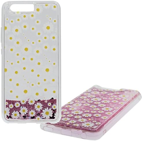 Huawei P10 Lite Case Skin Liquid Style Pink Glitter Quiccksand Design Hard Lightweight Transparent Clear Case Shockproof Pretty Printed Pattern - Chrysanthemum
