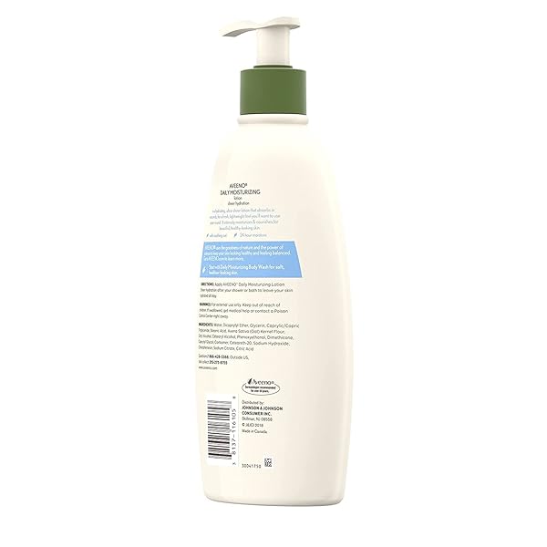 AVEENO ACTIVE NATURALS – DAILY MOISTURIZING LOTION – SHEER HYDRATION – FRAGRANCE FREE – NET WT. 18 FL OZ (530 ML) PER BOTTLE –