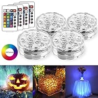 StillCool Submersible LED Lights, Waterproof Multi Color Underwater Lights with Remote Battery Operated LED Decorative Lights for Lighting Up Vase,Fish Tank,Wedding,Halloween,Christmas (4Pack)