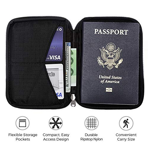 Zero Grid Passport Wallet Travel Document Holder w/RFID Blocking