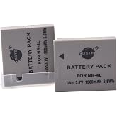 DSTE 2pcs NB-4L NB-4LH Battery Compatible with Canon PowerShot SD40 SD30 | SD200 SD300 SD400 SD430 SD450 SD600 SD630 SD750 SD780 SD940 SD960 SD1000 SD1100 SD1400 TX1 ELPH 100 300 310 331 VIXIA mini