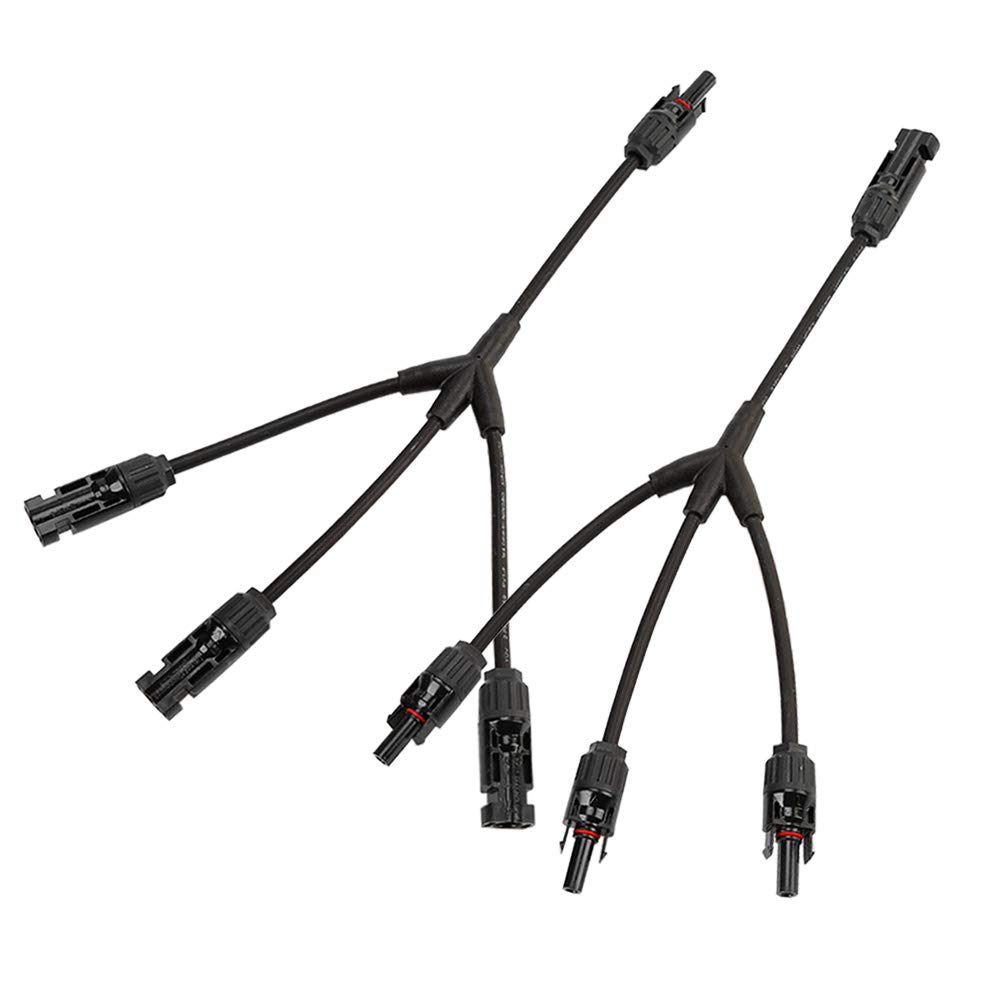 QitinDasen 1 Pair Professional Solar Panel Cable Connector, Y Type 3 Branch Solar Connector MFFF/FMMM, Solar Panel Extension Cable PV Wire Adapter, for Solar Panel Cable Photovoltaic System
