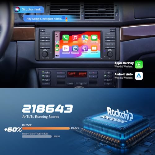 Eonon Android 14 Car Radio for BMW 5 E39 (1995-2002) 7 Inch 4+64GB GPS CarPlay Android Auto WiFi USB EQ Bluetooth Screen Mirror SWC Rear View Camera Car Stereo E39X7A