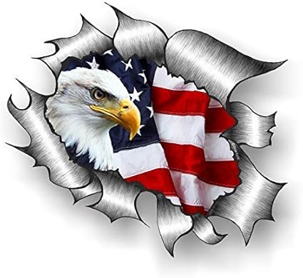 Amazon Fr Sticker Licker Sous Licence Large Metal Dechire Rip Design Avec Aigle Chauve Americain Et Us Usa Etoiles Rayures Drapeau Motif Externe Vinyle Autocollant Voiture 5x160mm