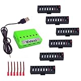 Wwman 6pcs 3.7V 500mah Battery and 1to6 Charger and 6pcs charging cable for jy018 EACHINE e52 Rc Quadcopter WIFI Drone Spare Parts