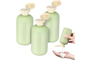 Kichvoe 300ML Refillable Shampoo Conditioner Bottle Squeeze Bottles with Flip Cap Green Shower Bottles Plastic Travel Bottles