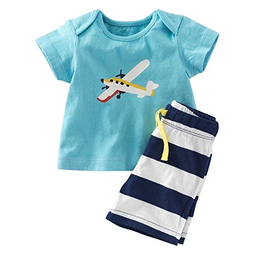 KooKoo House Toddler Boys' Baby T-Shirt and Shorts Set (12M-3T), Plane, 2T