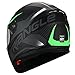 TRIANGLE Full Face Dual Visor Matte Black Street Bike Motorcycle Helmet (Large, Matte Green)
